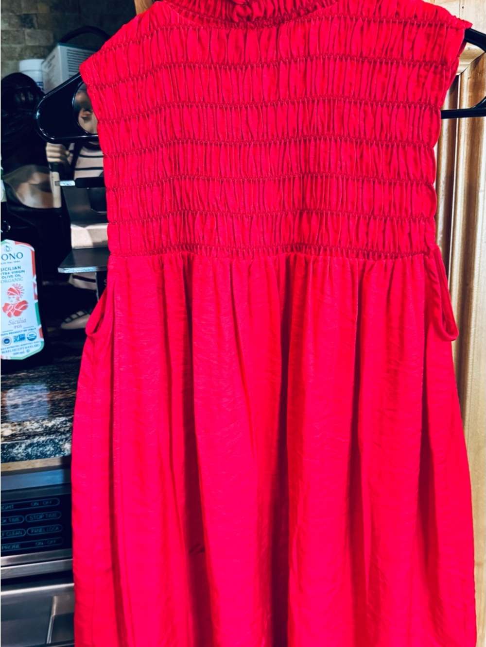 Endless Rose Red Smocked Ruffle Neck Top NEIMAN MARCUS - Picture 3 of 3